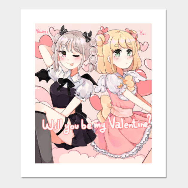 Valentine S Day Anime Girls Affiche Et Impression D Art Teepublic Fr