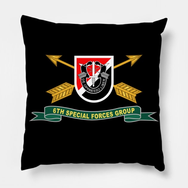 6th Special Forces Group - Flash w Br - Ribbon X 300 Pillow by twix123844