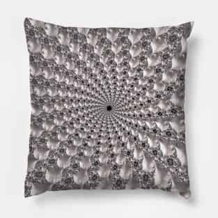 Mandelbrot Set Fractal Art in Shades of Silver Gray Pillow