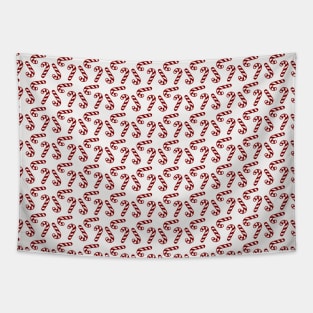 Dark Christmas Candy Apple Red Candy Canes on White Tapestry