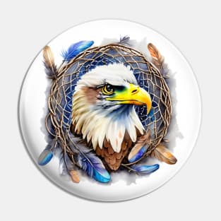 American Eagle With Dreamcatcher With Feathers Pin