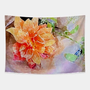 orange color bouquet, bunch of flowers(paint with watercolors) Tapestry