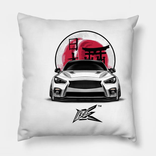 infiniti q50 stanced white Pillow by naquash