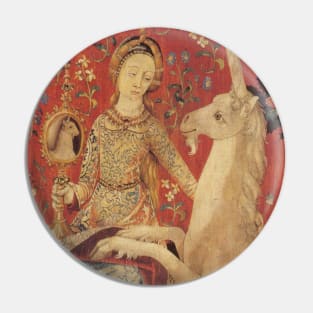 Lady and Unicorn Medieval Tapestry Pin