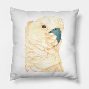 Salmon-crested Moluccan cockatoos watercolor - parrot portrait painting Pillow