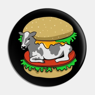 Vegan Burger Cow - Meat Free Eat Plants Pin