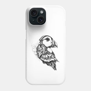 Puffin Wild Animal Nature Illustration Art Tattoo Phone Case