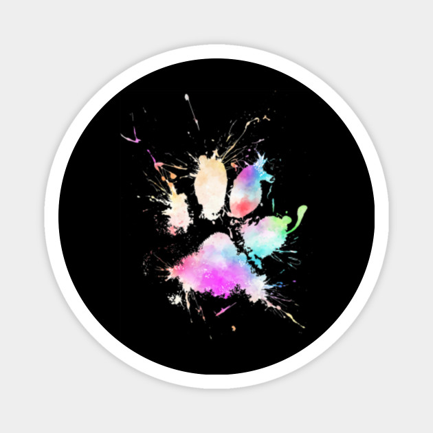 Abstract Dog Cat Paw Print Paint Ink Drip Splash Abstract Dog