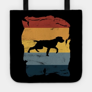 German Wirehaired Pointer Distressed Vintage Retro Silhouette Tote