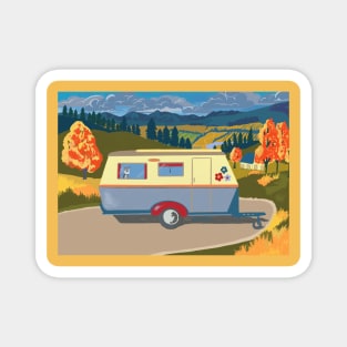 Vintage Caravan on Tour (with a Schnauzer!) Magnet