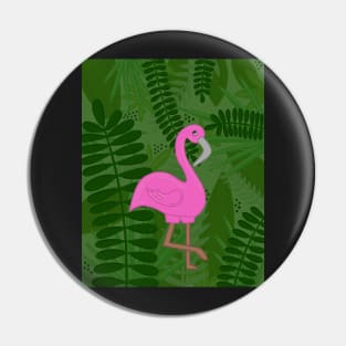 Pink Flamingo on Tropical Leaves Pin