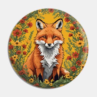 Mississippi Red Fox Surrounded By Tickseed Flowers Pin