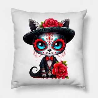 Dia de los Muertos Cat #7 Pillow