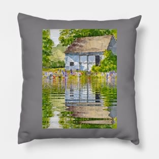 home on jungle river - pixel artwork painting Pillow