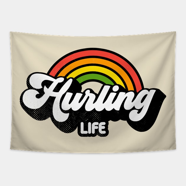 Groovy Rainbow Hurling Life Tapestry by rojakdesigns