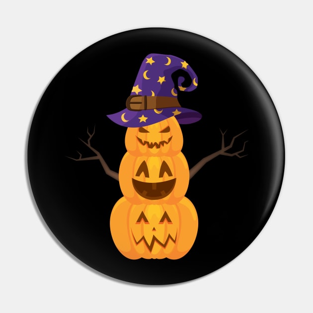 Halloween Pumpkin Snowman Witch Hat Boys Kids Girls Gift Pin by foxmqpo