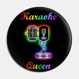 Pride Karaoke Queen Rainbow Microphone Pin