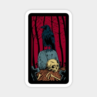 Gothic - Graveyard with Crow Skull Magnet