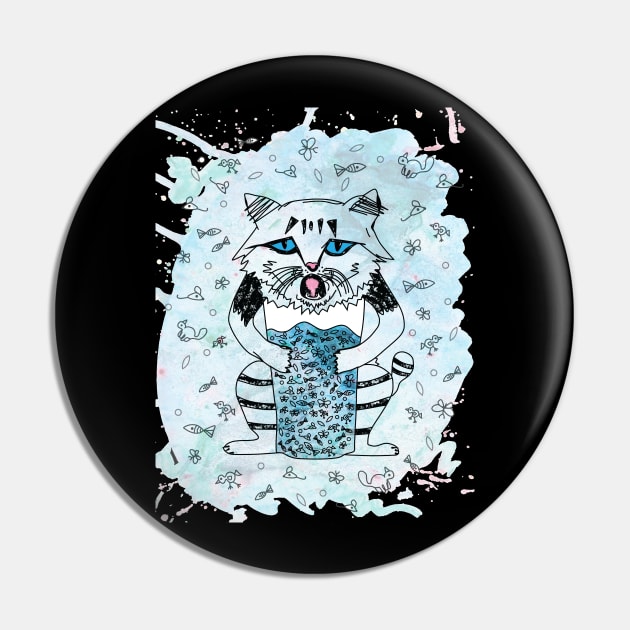 Emotional cat. Blue Pin by PolinaPo