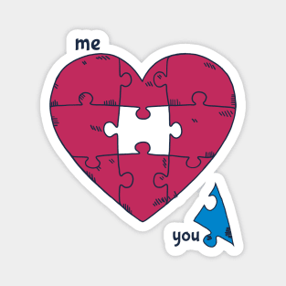 funny love puzzle - me and you: (almost) a perfect fit Magnet