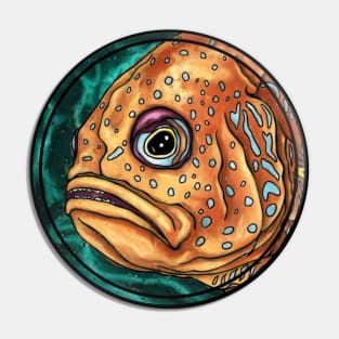 Grumpy old fish painting with bright colors Pin