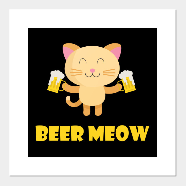 Beer Cat Beer Meow Shirt Kitty Drinking Or Serving Beer Tee Beer