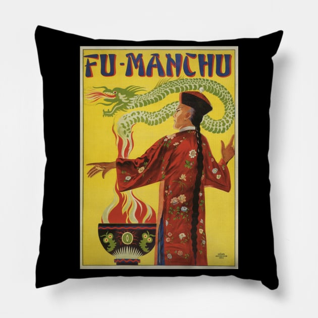 Vintage Magic Poster Art, Fu-Manchu Pillow by MasterpieceCafe