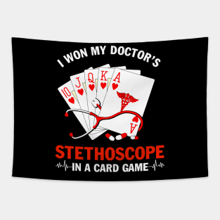 I Won My Doctor's Stethoscope Card Game Nurses Playing Cards Tapestry