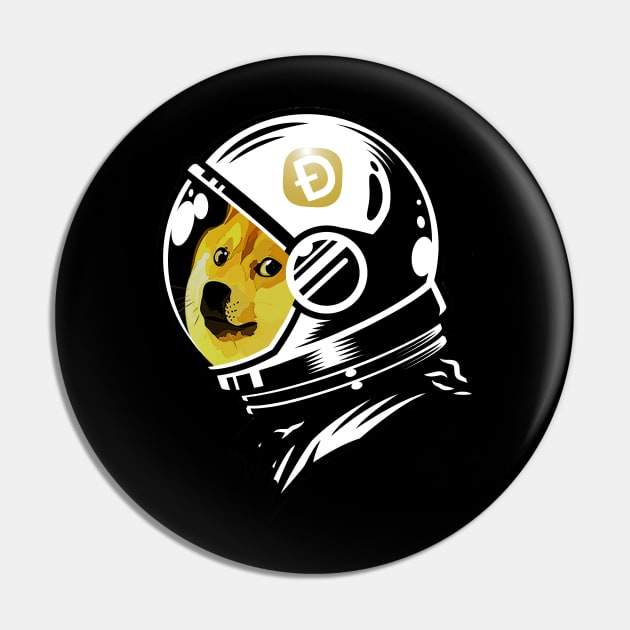 Dogecoin Rocket Dog Pin by LunarLanding