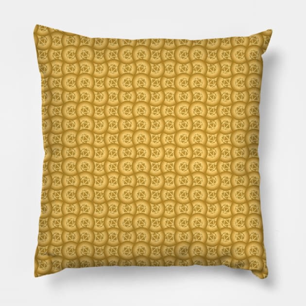 Retro Inspired D20 Circles Seamless Pattern - Yellow Pillow by GenAumonier