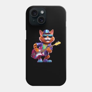 A Cat Who Is The Essence Of A Cool And Funky Guitarist Phone Case