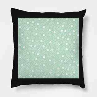 Mint and White Botanical Pattern Pillow