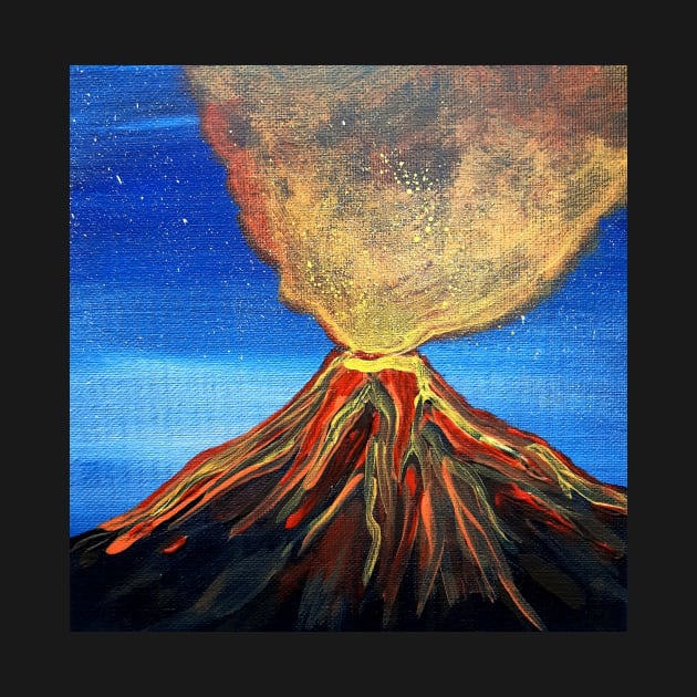 Fiery volcano erupting - blue and orange by LukjanovArt