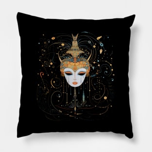 Freyja Norse Goddess Art Nouveau Surreal Goth Tattoo Art Pillow