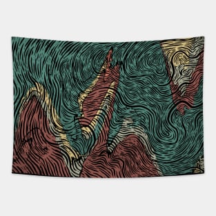 Nirmana Line Art Pattern Full Color Tapestry