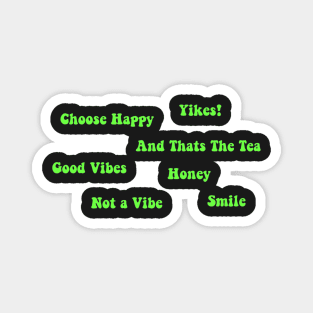 Bright Green VSCO Word Sticker Pack Magnet