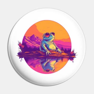 Feelin' groovy with my synthwave frog Pin