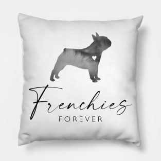 French Bull Dog Lover Gift - Ink Effect Silhouette - Frenchies Forever Pillow