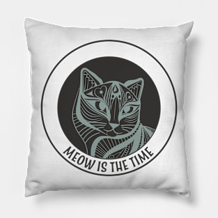 Funny Cat Pun Meow is the Time Pillow