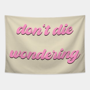 Don't Die Wondering Soft Font (Pink & Black) Tapestry