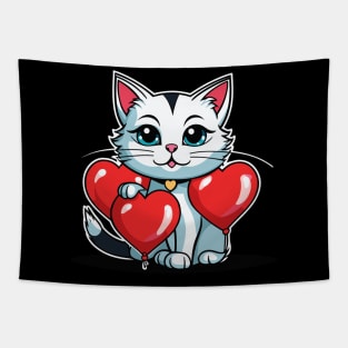 Cat Heart Balloon - Valentines Day Tapestry