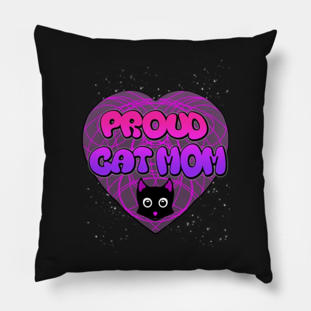Proud Cat Mom Pillow by GrimKatDesigns