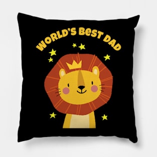 🦁 Cute Smiling Male Lion with Crown, World's Best Dad Pillow