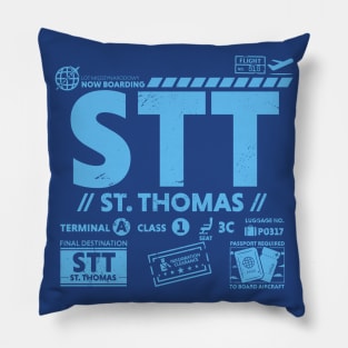 Vintage St. Thomas STT Airport Code Travel Day Retro Travel Tag USVI Pillow