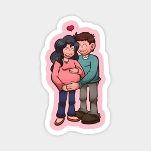 Cartoon Pregnant Couple Magnet