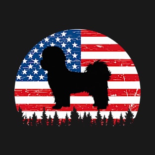 Vintage Retro Shih Tzu American Flag 4th of July Gifts T-Shirt