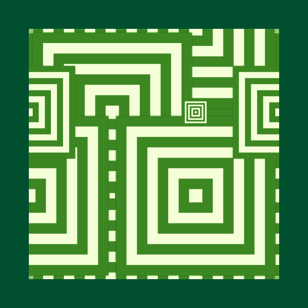 Green Square in Square Neo Geometric Pattern by SeaChangeDesign