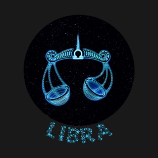Blue Artistic Zodiac Sign LIBRA T-Shirt