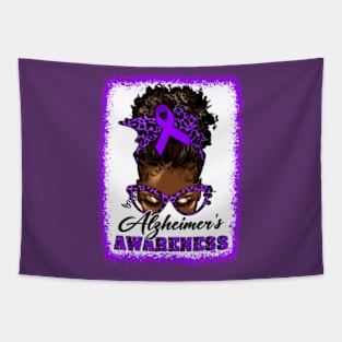 Messy Bun Afro Hair Alzheimer's Awareness Black Women Girls Tapestry