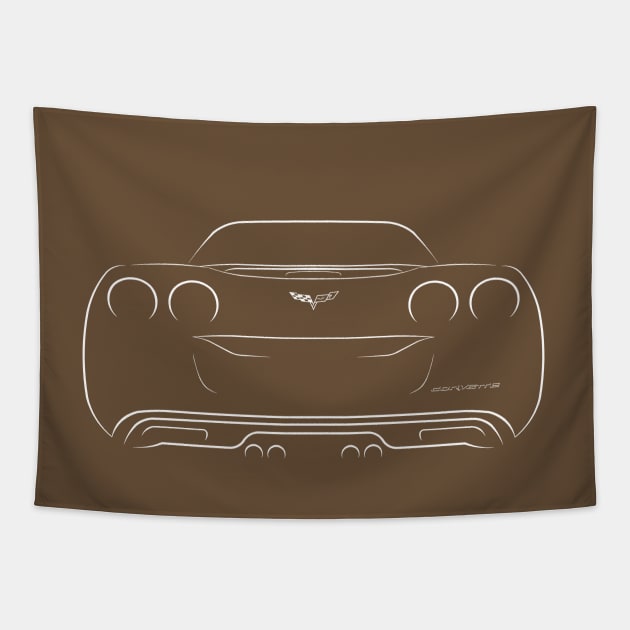 Chevrolet Corvette C6 - rear stencil, white Tapestry by mal_photography